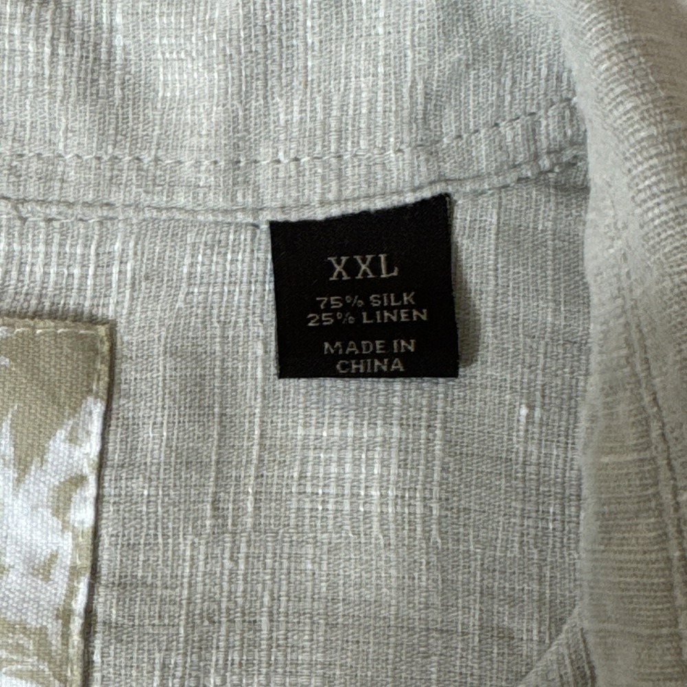 TASSO ELLA ISLAND Silk Linen Shirt Men's XXL Short Sleeve Buttondown Resort wear - Picture 4 of 8